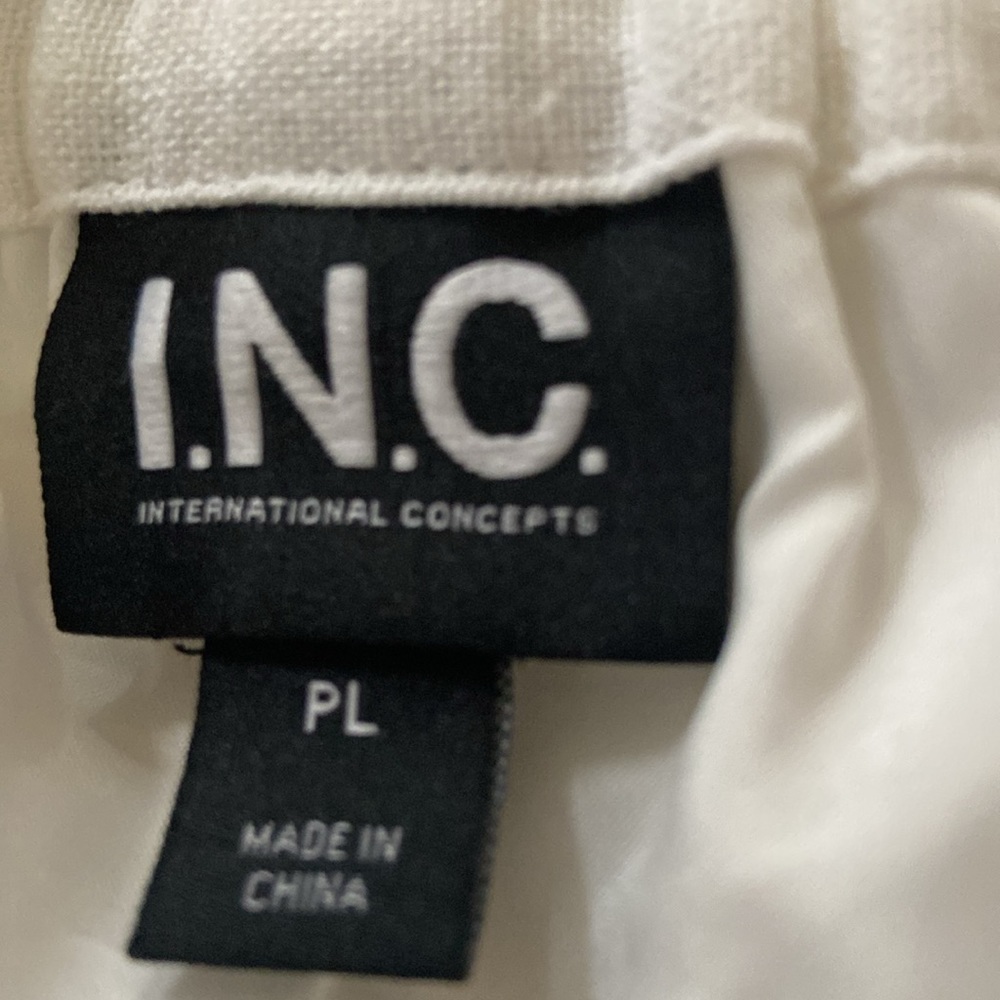 I.N.C. LINEN BLEND HIGH RISE WIDE LEG PANTS. WHITE - Picture 9 of 14